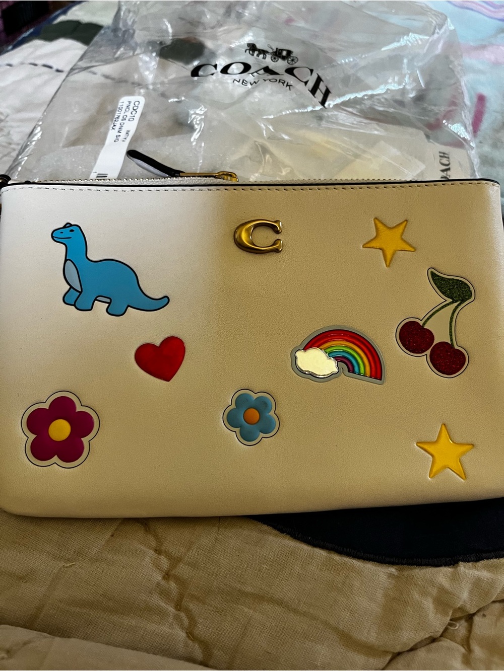 Coach Sticker Print Leather Wristlet - Picture 2 of 11